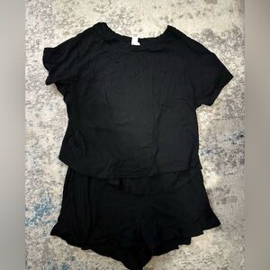 Black Short Sleeve Top and Shorts Set pajamas